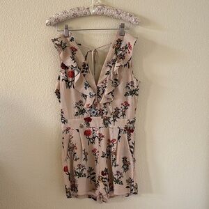 Floral Ruffle Jumpsuit - Soft pink